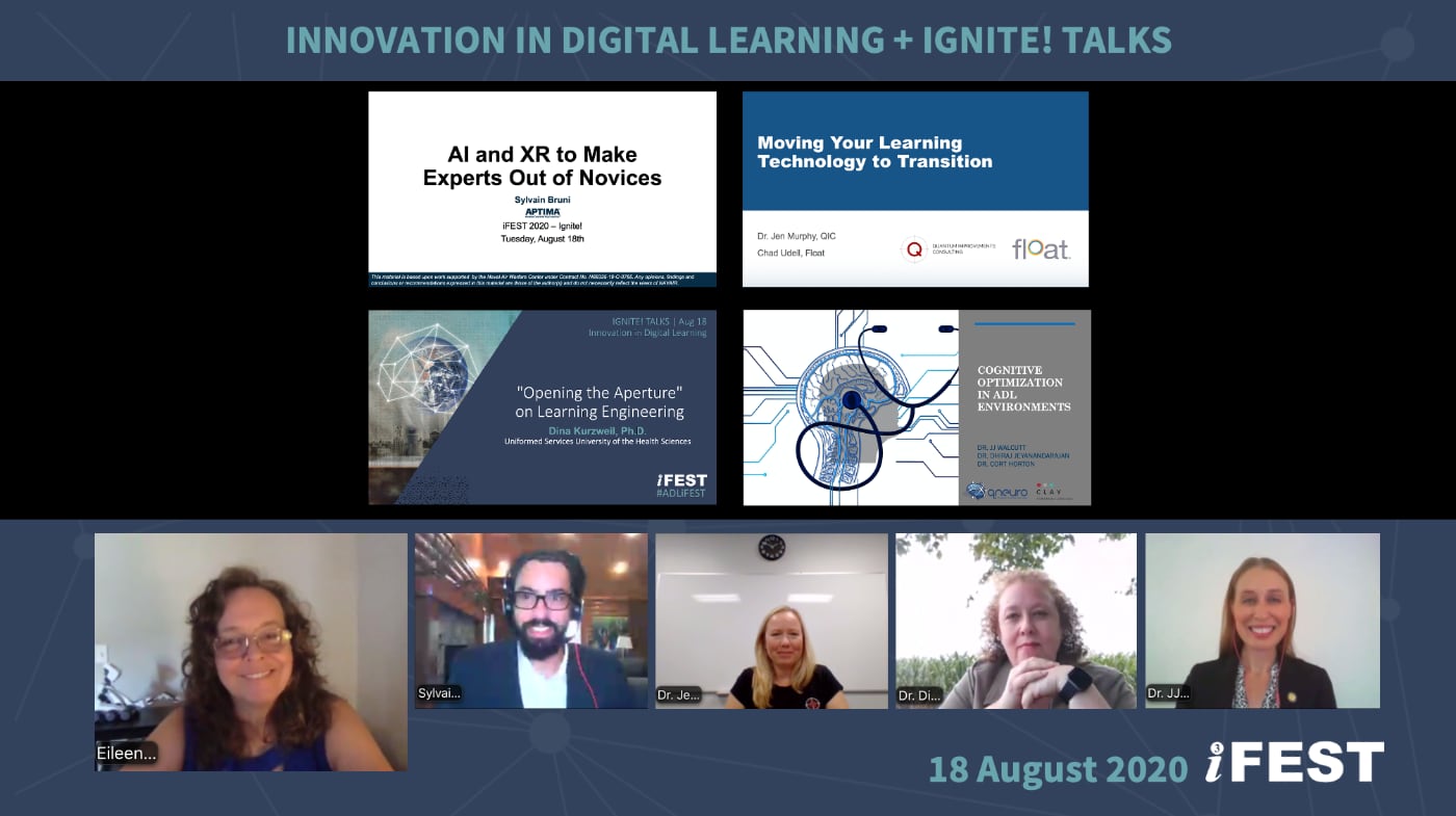Innovation in Digital Learning panel (left to right): Eileen Smith, Sylvain Bruni, Jennifer Murphy, Ph.D., Dina Kurzweil, Ph.D., and JJ Walcutt, Ph.D.